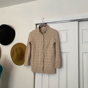 LL Bean classic cable-knit button up cardigan